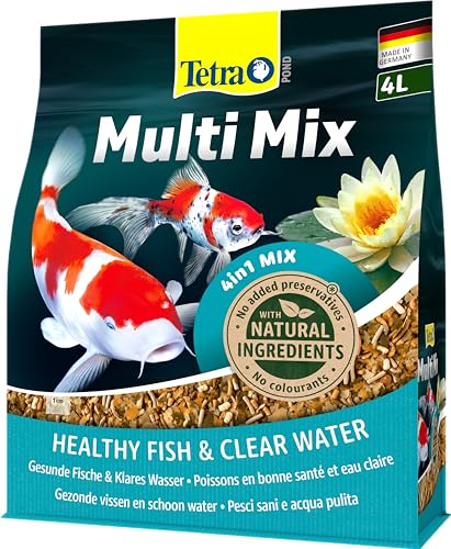 Tetra Pond Multi Mix (ausgewählte Futtermischung aus Flocken, Sticks, Wafern und Gammaruskrebsen für alle Gartenteichfische), 4 Liter Beutel - 9
