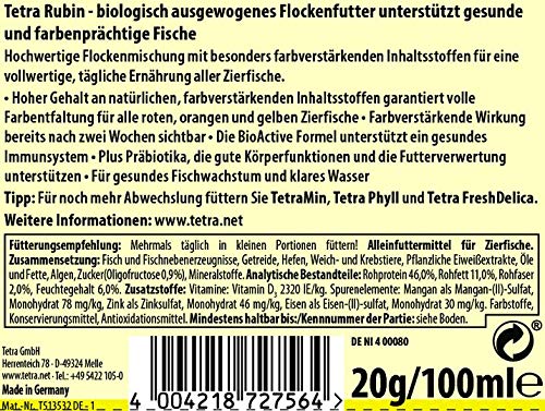 TetraRubin Hauptfutter (für Zierfische, für intensive Farbenpracht mit natürlichen Farbverstärkern, plus Präbiotika für verbesserte Körperfunktionen und Futterverwertung), 100 ml Dose - 2
