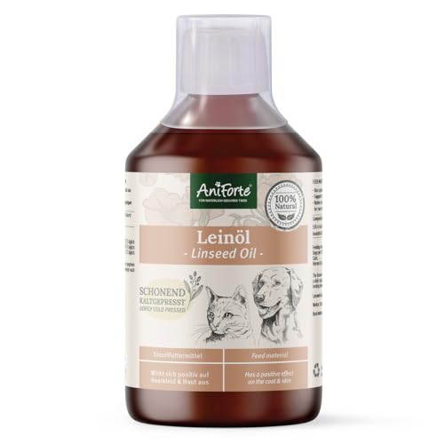AniForte kaltgepresstes Leinöl 500 ml- Naturprodukt für Hunde, Katzen & Pferde