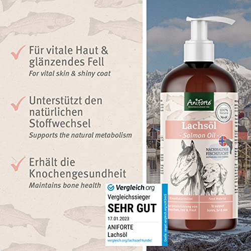 Aniforte Omega 3-Lachsöl 1 Liter- Naturprodukt für Hunde, Katzen und Pferde - 3