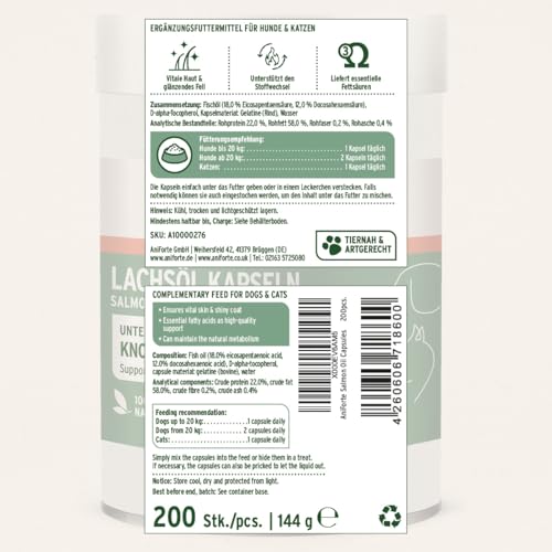 AniForte Omega 3- Lachsöl Kapseln 200 Stk. – Naturprodukt für Hunde und Katzen - 7