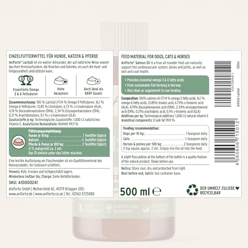 AniForte Omega 3-Lachsöl 500 ml- Naturprodukt für Hunde und Pferde - 8
