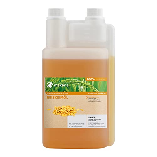 Makana ® Reiskeimöl für Tiere – Raffiniert, 100% rein, 1000 ml Dosierflasche