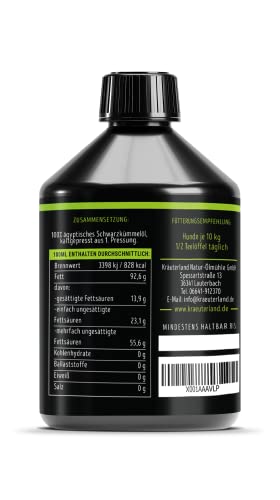 Schwarzkümmelöl 500ml ungefiltert für Hunde *** mühlenfrisch direkt vom Hersteller Kräuterland Natur-Ölmühle *** 100% naturrein *** - 2