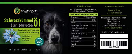 Schwarzkümmelöl 500ml ungefiltert für Hunde *** mühlenfrisch direkt vom Hersteller Kräuterland Natur-Ölmühle *** 100% naturrein *** - 3