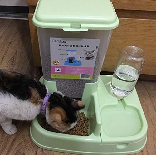 scrox 2 in 1 automatische Futterautomat für Hunde und Katzen Praktische multifunktionale Lebensmittel und Katzenbrunnen combinationl 1, grün, 1 - 2