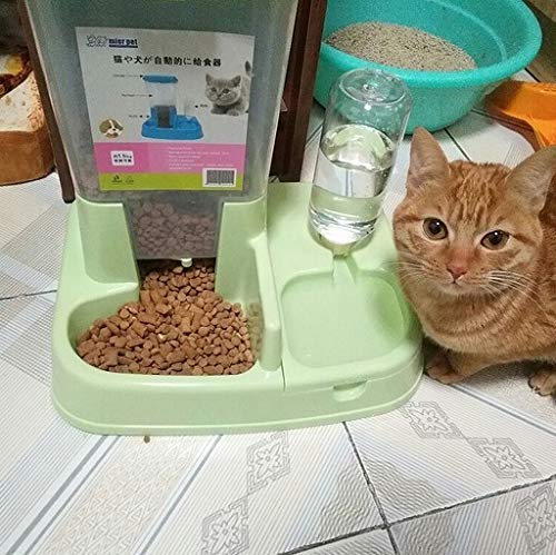 scrox 2 in 1 automatische Futterautomat für Hunde und Katzen Praktische multifunktionale Lebensmittel und Katzenbrunnen combinationl 1, grün, 1 - 3