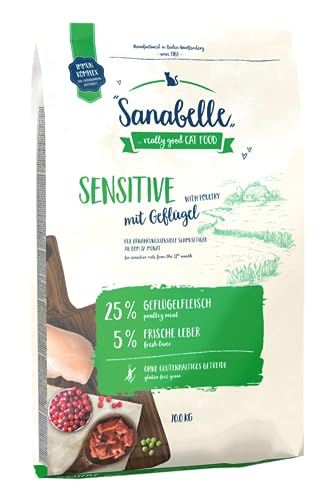 Sanabelle Sensitive mit Geflügel, 1er Pack (1 x 10 kg Packung)  - Katzenfutter