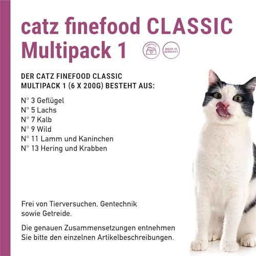 Catz finefood Katzenfutter Multipack I 6 x 200 g (No.3-No.13), 1er Pack (1 x 1.2 kg) - 3