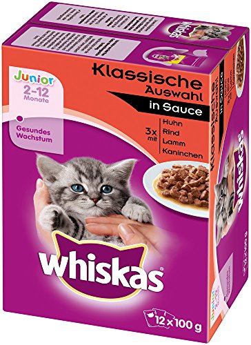 Whiskas Junior Katzenfutter Fleischauswahl in Sauce, 48 Beutel (4 x 12 x 100 g) - 3