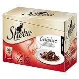 Sheba Cuisine Katzenfutter zarte Streifen in Sauce, 48 Beutel (48 x 85g), 1er Pack (1 x 4.08 kg)