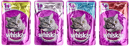 Whiskas 1+ Katzenfutter Fisch- und Fleischauswahl in Gelee 36 + 12 gratis, 1 Packung (1 x 4.8 kg)
