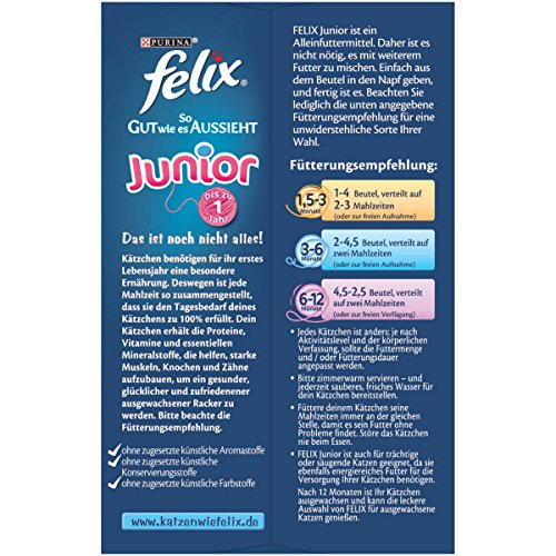 Felix So gut wie es aussieht Junior Katzenfutter Rind, Huhn, Lachs, Sardine, 6er Pack (6 x 12 x 100 g) Beutel - 2