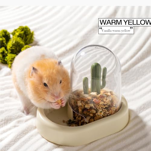 Automatischer Futterspender Hamster, Kleintier Futterspender, Hamster Zubehör, Hamster Napf, Für Hamster, Vögel, Tauben, Papageien, Mini-Igel (Gelb) - 5