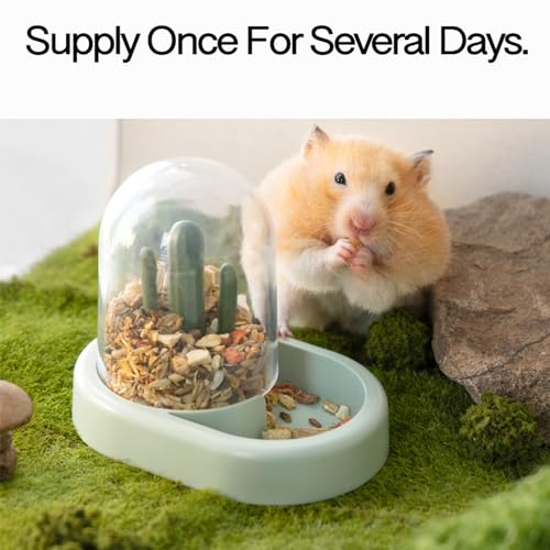 Automatischer Futterspender Hamster, Kleintier Futterspender, Hamster Zubehör, Hamster Napf, Für Hamster, Vögel, Tauben, Papageien, Mini-Igel (Gelb) - 6
