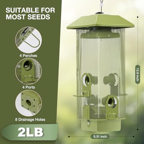 Eichhörnchensicheres Vogelfutterhaus aus Metall - 5