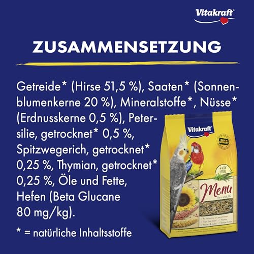 Vitakraft Menü Vogelfutter für Großsittiche, 3kg - 3