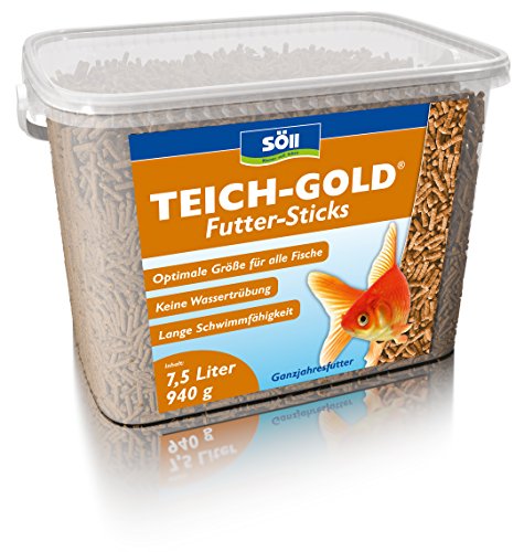 Söll 14643 TeichGold Futter-Sticks – Alleinfuttermittel für alle Teichfische – schwimmfähige Teichsticks – 7,5 l - 2