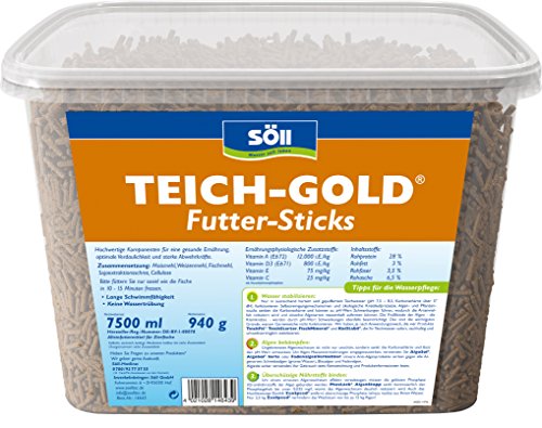 Söll 14643 TeichGold Futter-Sticks – Alleinfuttermittel für alle Teichfische – schwimmfähige Teichsticks – 7,5 l - 4