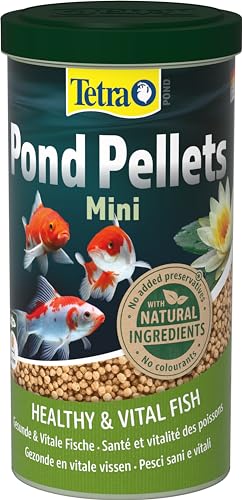 Tetra Pond Pellets Mini (Hauptfutter in Form schwimmfähiger Pellets, für die Ernährung von kleineren Teichfischen), 1 Liter Beutel - 10