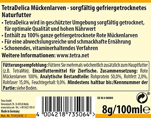 TetraDelica Bloodworms (Naturfutter für Zierfische, enthält zu 100% gefriergetrocknete rote Mückenlarven), 100 ml Dose - 2