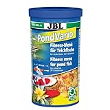 JBL 40290 Hauptfutter Mix für alle Teichfische, Futterflocken, Sticks, Krebstiere PondVario, 1 l
